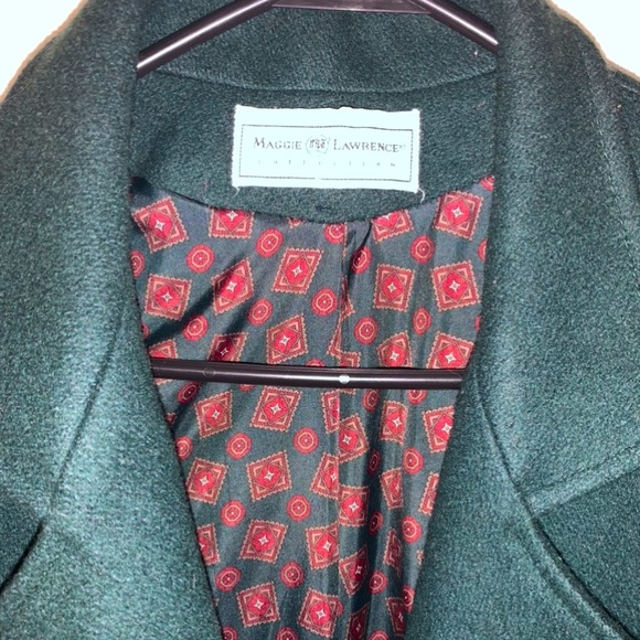 🤍 EVC True Vintage Deep Emerald Puff Sleeve Double Breasted Trench Coat - Picture 6 of 10